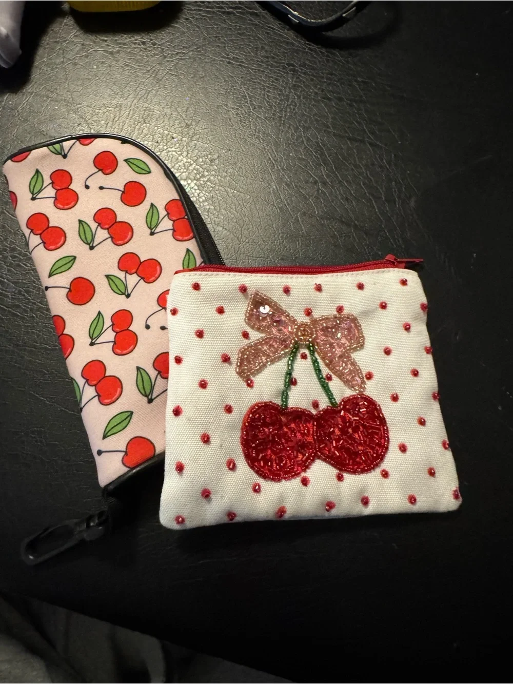 Kids Cherry Coin Purse with Bow - Pink and Red
